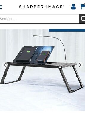 Sharper Image Black Laptop and Tablet Tray with Built-In Charger